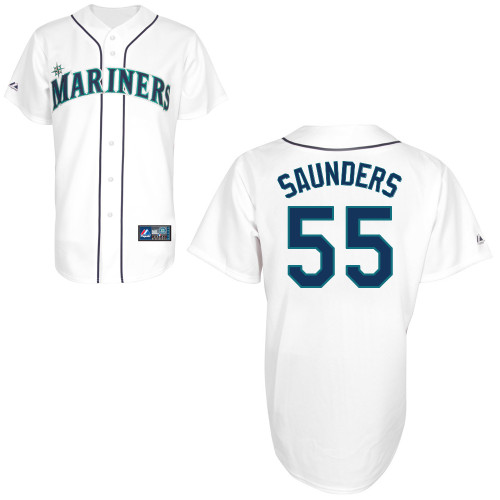 Michael Saunders #55 Youth Baseball Jersey-Seattle Mariners Authentic Home White Cool Base MLB Jersey